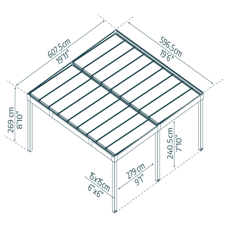 Palram - Canopia Carport, Oslo 596,5 x 607,5 cm, 2 biler
