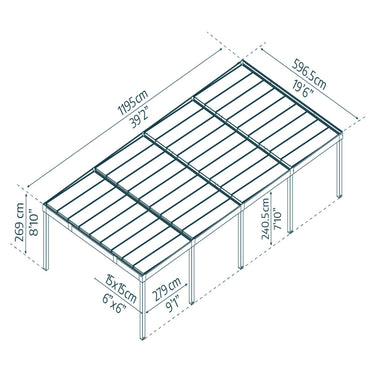 Palram - Canopia Carport, Oslo 596,5x1195 cm, 4 biler
