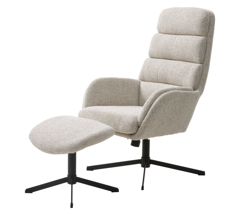 Sifton Lænestol med Fodskammel, Offwhite Melange, 69x76,5x107 cm