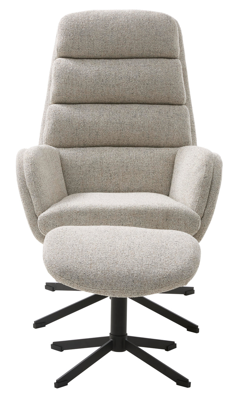 Sifton Lænestol med Fodskammel, Offwhite Melange, 69x76,5x107 cm