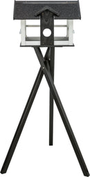 Trixie - Natura Fuglefoderhus med Stativ, 48x33x37, H:133 cm - Sort/Hvid Fyrretræ