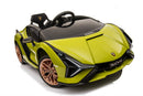 License - Lamborghini Sian, grøn, 4x30w motor, 12V/7Ah, fjenbetjening til forældre,