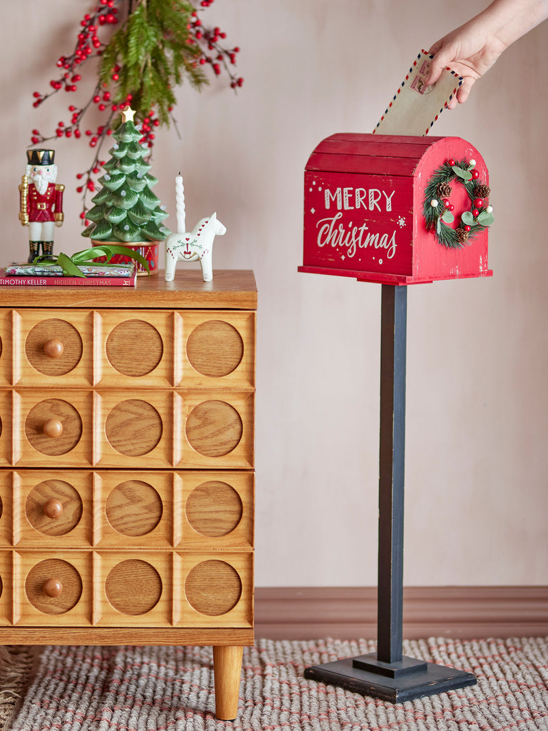 Bloomingville - Postkasse Carlo Deko, Rød, MDF, H82 cm