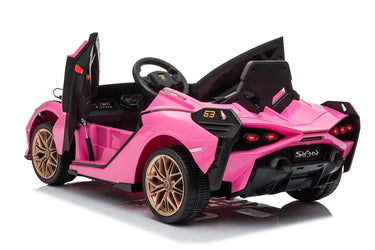 License - Lamborghini Sian, pink, 4x12V/30W motor,batteri 12V/7Ah , fjernbetjening til forældre