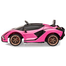 License - Lamborghini Sian, pink, 4x12V/30W motor,batteri 12V/7Ah , fjernbetjening til forældre