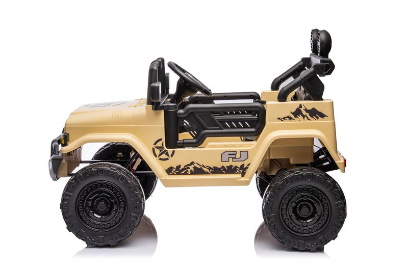License - Toyota FJ Cruiser, Khaki, 4hjulstræk,4x12V, gummihjul og lædersæder