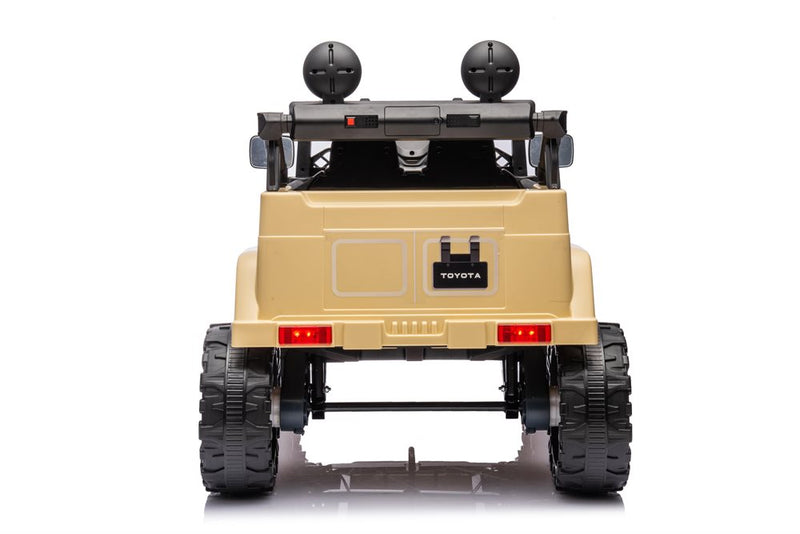 License - Toyota FJ Cruiser, Khaki, 4hjulstræk,4x12V, gummihjul og lædersæder