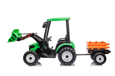 Azeno - Kraftfuld 24V Børnetraktor med Trailer og Lædersæde – Inkl. Lys,Musik,fjernb.