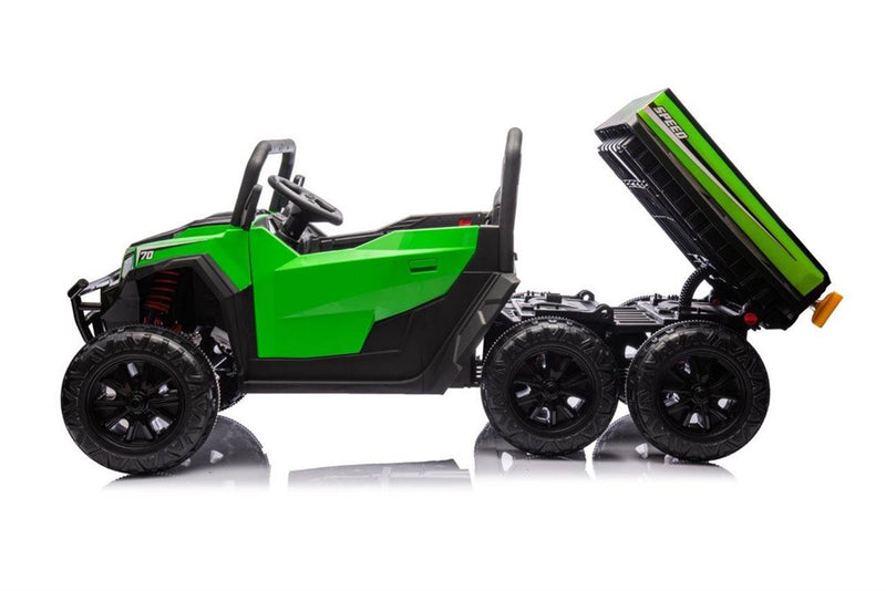 Azeno Farmer Truck II – 24V, 4x45W Motorer, Li-Ion Batteri, 2 Sæder, Gummihjul & Elektrisk Tiplad