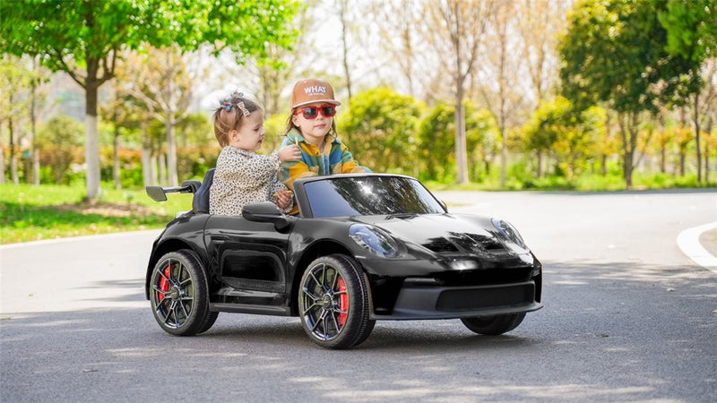 Porsche Spyder 911 GT3, sort, 2 sæder, 2x24V (150–280W),24V/10Ah