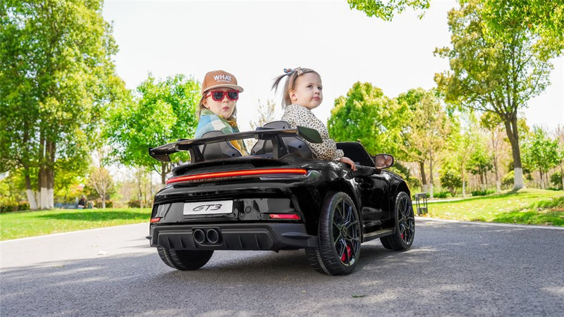 Porsche Spyder 911 GT3, sort, 2 sæder, 2x24V (150–280W),24V/10Ah