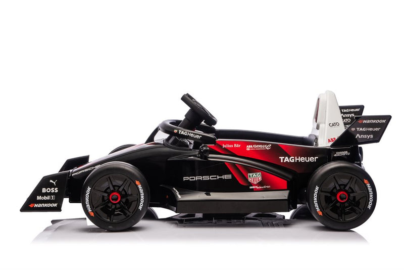 Porsche Formula E 12V Elbil til børn – Licenseret racerbil med lædersæde, musik & fjernbetjening