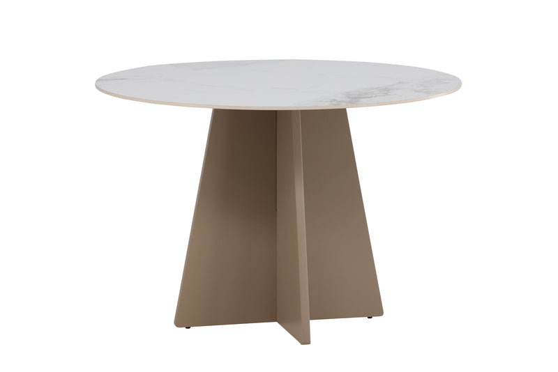 Venture Home - Bootcut Spisebord, ø110x75 cm - Beige/marmor look