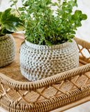 Nordal - AOBA krukke, M, cement – hvid – Ø19 × H13 cm