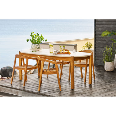 House Nordic - Terracina Spisebord, Akacie/Terrazzo, Hvid/Natur - 210x95x76 cm