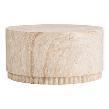 House Nordic - Bonn Sofabord, Rillet Base Fiberclay, Natur - Ø75 x 37 cm