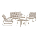 House Nordic - Nilo Loungesæt Stål,Sand - 2-pers. Sofa, 2 Stole, 2 Sofaborde inkl. Hynder