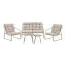 House Nordic - Nilo Loungesæt Stål,Sand - 2-pers. Sofa, 2 Stole, 2 Sofaborde inkl. Hynder