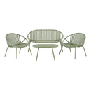 House Nordic - Saly Loungesæt Polypropylen/Stål Grøn - 2-pers. Sofa, 2 Stole, Sofabord