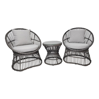 House Nordic - Natal Loungesæt Rattan Grå - 2 Stole og Bord inkl. Hynder