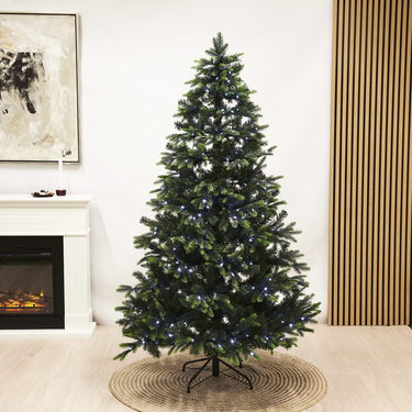 Juletræ kunstig PE/PVC "Limited Edition", Klasse A+, 180X124 cm m/farver og hvid LED