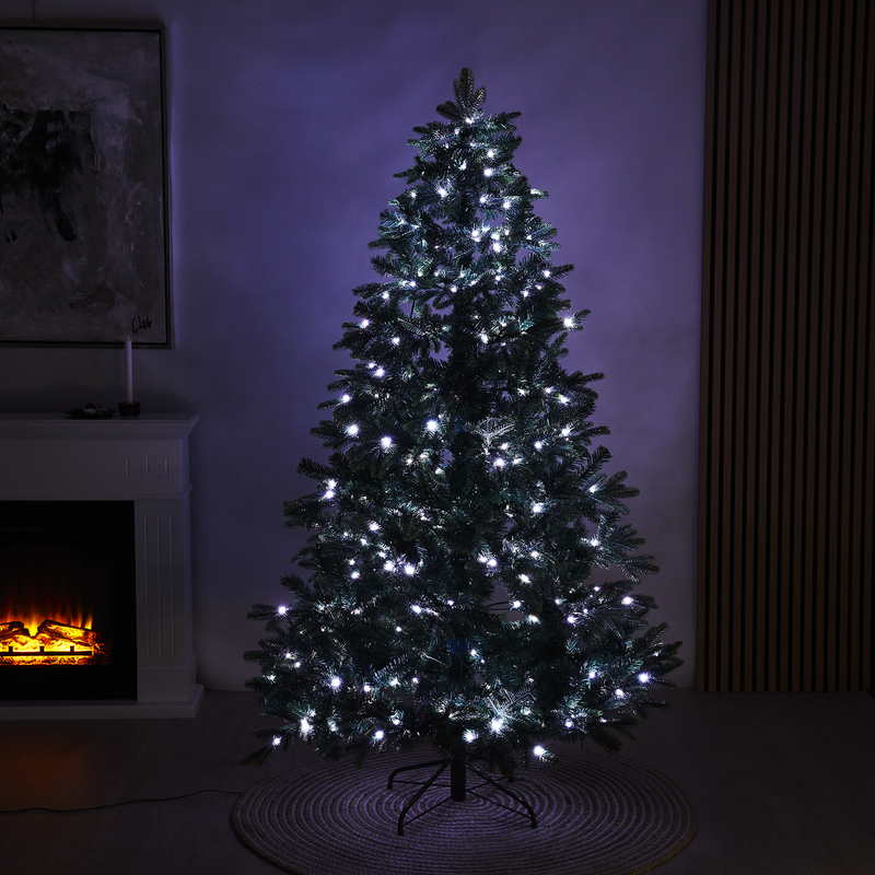 Juletræ kunstig PE/PVC "Limited Edition", Klasse A+, 180X124 cm m/farver og hvid LED