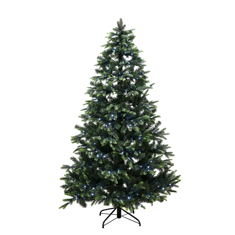 Juletræ kunstig PE/PVC "Limited Edition", Klasse A+, 180X124 cm m/farver og hvid LED