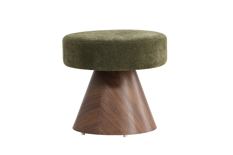 Venture Home - Lanzo – rund puf m. mørkegrønt stof  – Ø48×45 cm