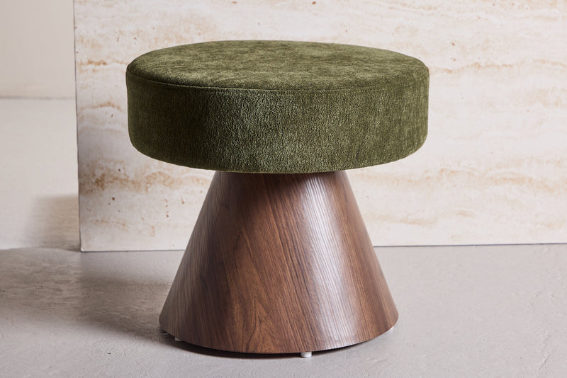 Venture Home - Lanzo – rund puf m. mørkegrønt stof  – Ø48×45 cm