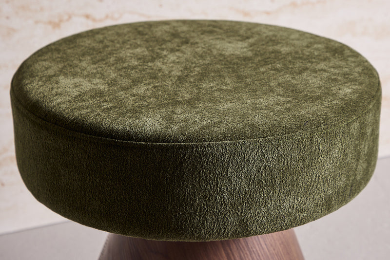 Venture Home - Lanzo – rund puf m. mørkegrønt stof  – Ø48×45 cm