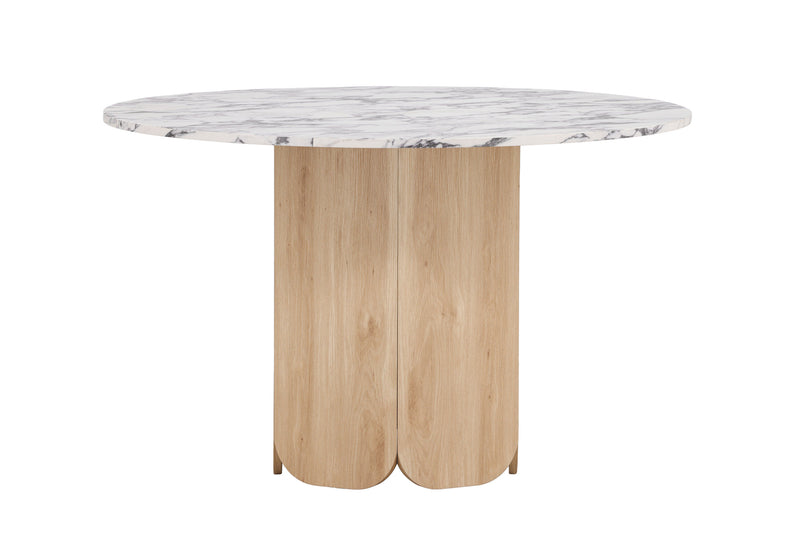 Venture Home - Tekla spisebord – natur MDF & calacatta-look – Ø120x75 cm