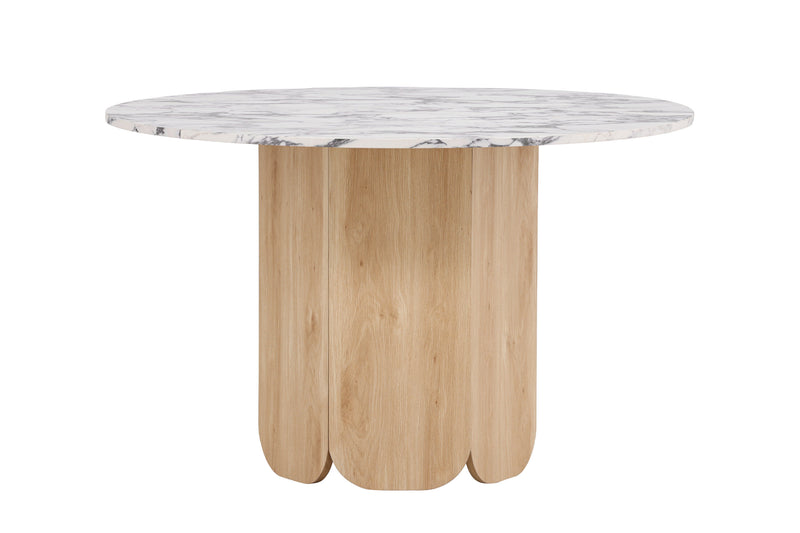 Venture Home - Tekla spisebord – natur MDF & calacatta-look – Ø120x75 cm