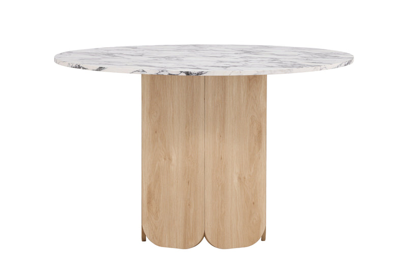 Venture Home - Tekla spisebord – natur MDF & calacatta-look – Ø120x75 cm