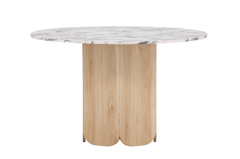 Venture Home - Tekla spisebord – natur MDF & calacatta-look – Ø120x75 cm