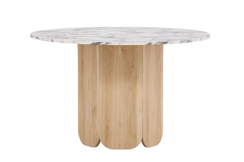 Venture Home - Tekla spisebord – natur MDF & calacatta-look – Ø120x75 cm