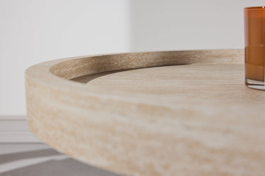 Venture Home - Krille – sidebord i travertinlook – Ø60×45 cm - Bolig og Haven