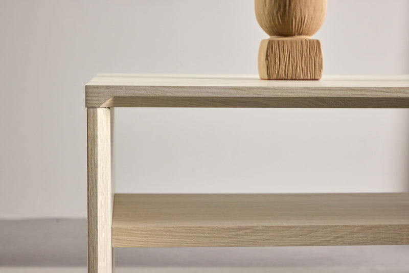 Venture Home - Telemarket – sofabord med hylde – whitewash MDF – 110×50×38 cm