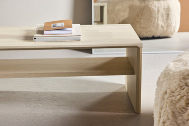 Venture Home - Telemarket – sofabord med hylde – whitewash MDF – 110×50×38 cm - Bolig og Haven