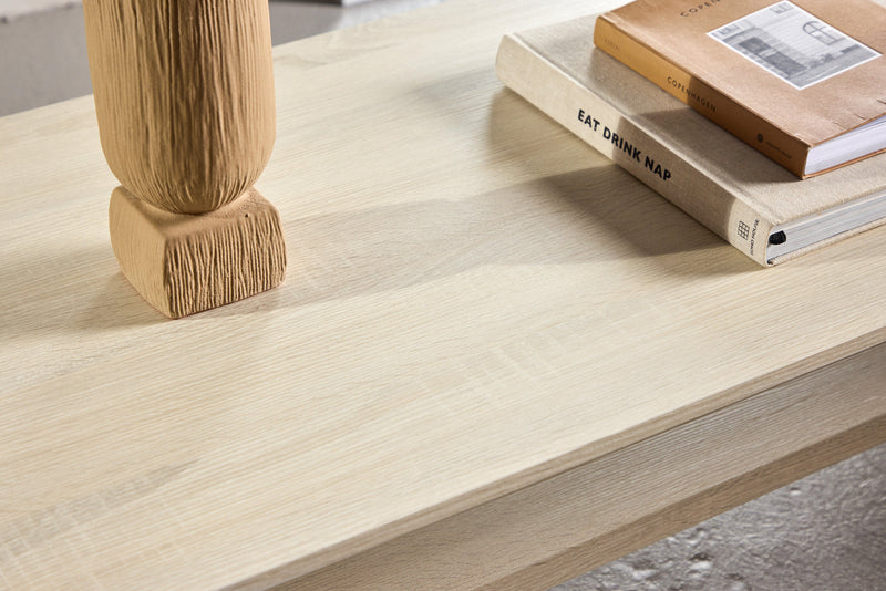 Venture Home - Telemarket – sofabord med hylde – whitewash MDF – 110×50×38 cm