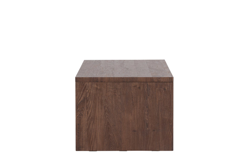 Venture Home - Telemarket – sofabord med hylde – mocca MDF med struktur – 110×50×38 cm