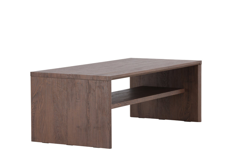 Venture Home - Telemarket – sofabord med hylde – mocca MDF med struktur – 110×50×38 cm