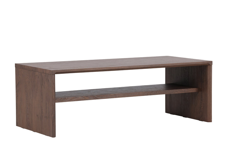 Venture Home - Telemarket – sofabord med hylde – mocca MDF med struktur – 110×50×38 cm