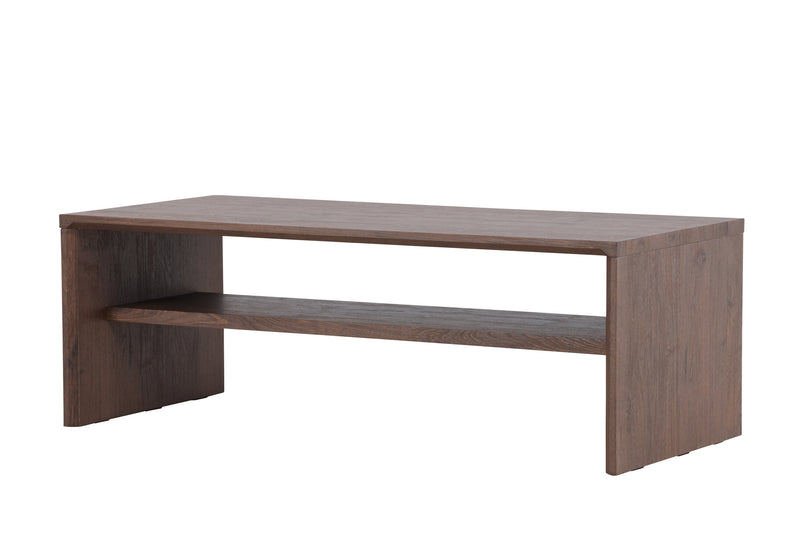Venture Home - Telemarket – sofabord med hylde – mocca MDF med struktur – 110×50×38 cm