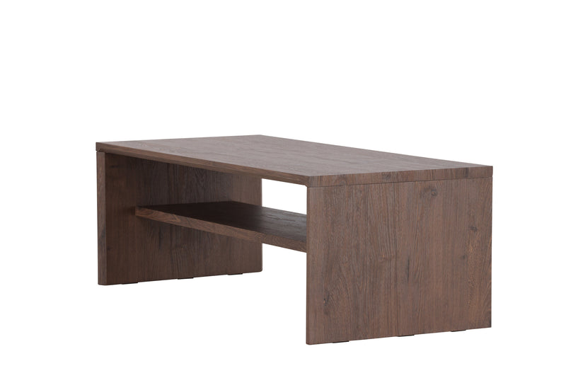 Venture Home - Telemarket – sofabord med hylde – mocca MDF med struktur – 110×50×38 cm
