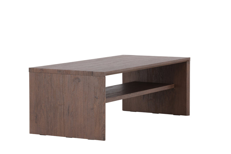 Venture Home - Telemarket – sofabord med hylde – mocca MDF med struktur – 110×50×38 cm