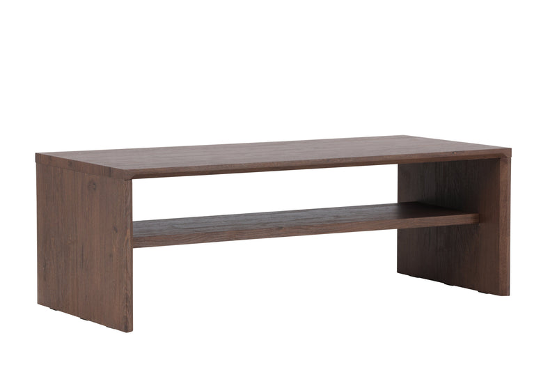 Venture Home - Telemarket – sofabord med hylde – mocca MDF med struktur – 110×50×38 cm