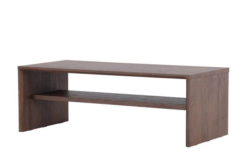 Venture Home - Telemarket – sofabord med hylde – mocca MDF med struktur – 110×50×38 cm