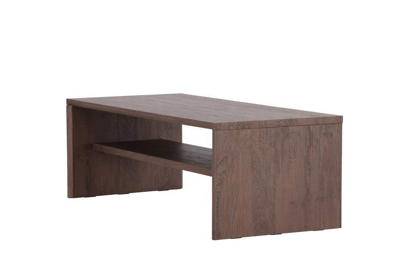 Venture Home - Telemarket – sofabord med hylde – mocca MDF med struktur – 110×50×38 cm
