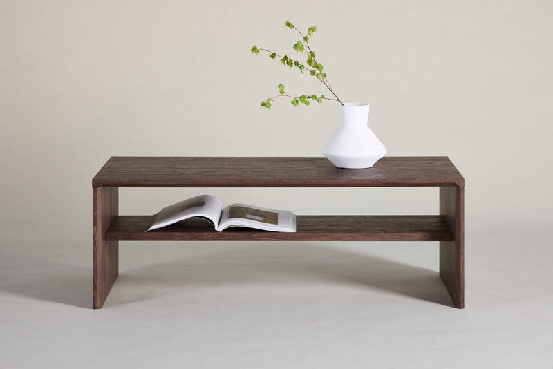 Venture Home - Telemarket – sofabord med hylde – mocca MDF med struktur – 110×50×38 cm