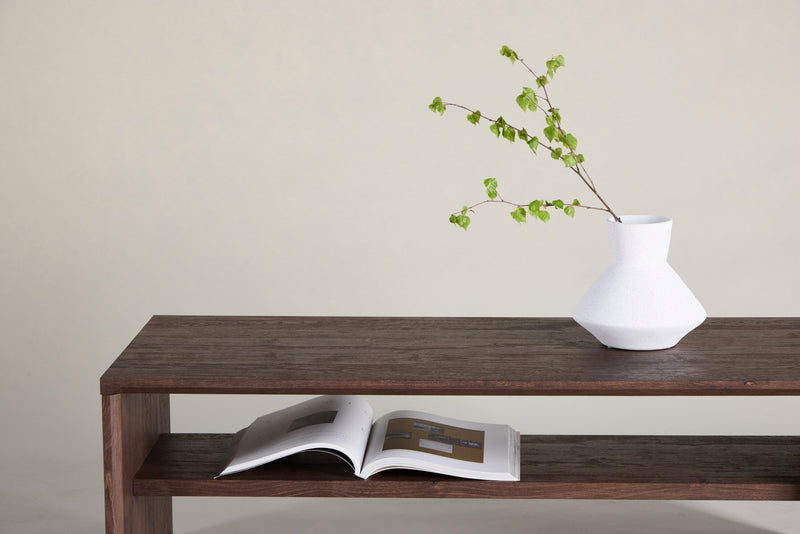Venture Home - Telemarket – sofabord med hylde – mocca MDF med struktur – 110×50×38 cm
